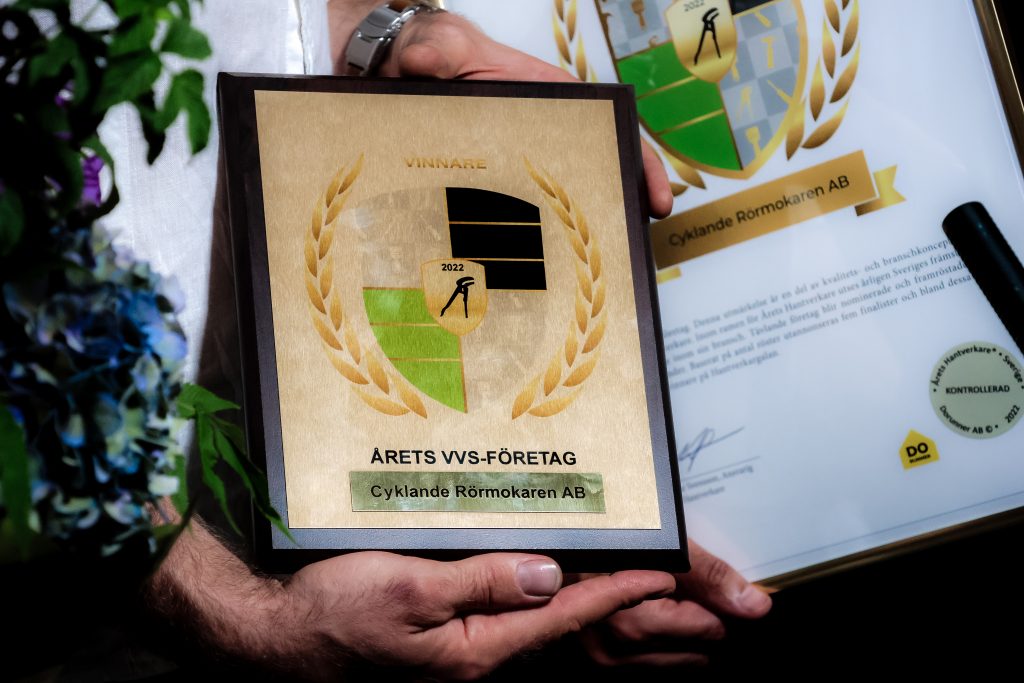 Årets VVS-Företag 2022 - Cyklande Rörmokaren - plakett